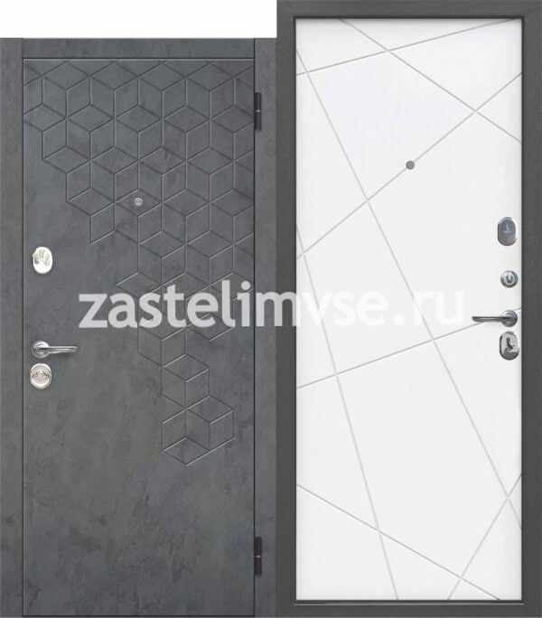 Дверь металлическая Феникс Линии Велюр Белый Софт 860мм