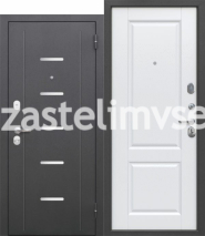 Дверь металлическая 75 мм Гарда Серебро Велюр Белый Софт 960мм