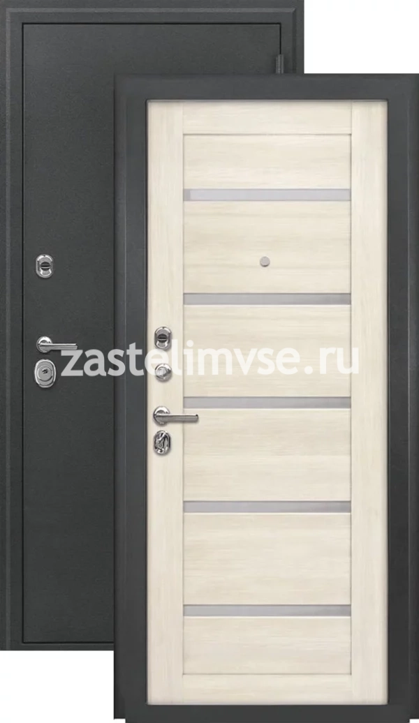 Дверь металлическая Люкс-2 антик серебро лиственница беж 860мм