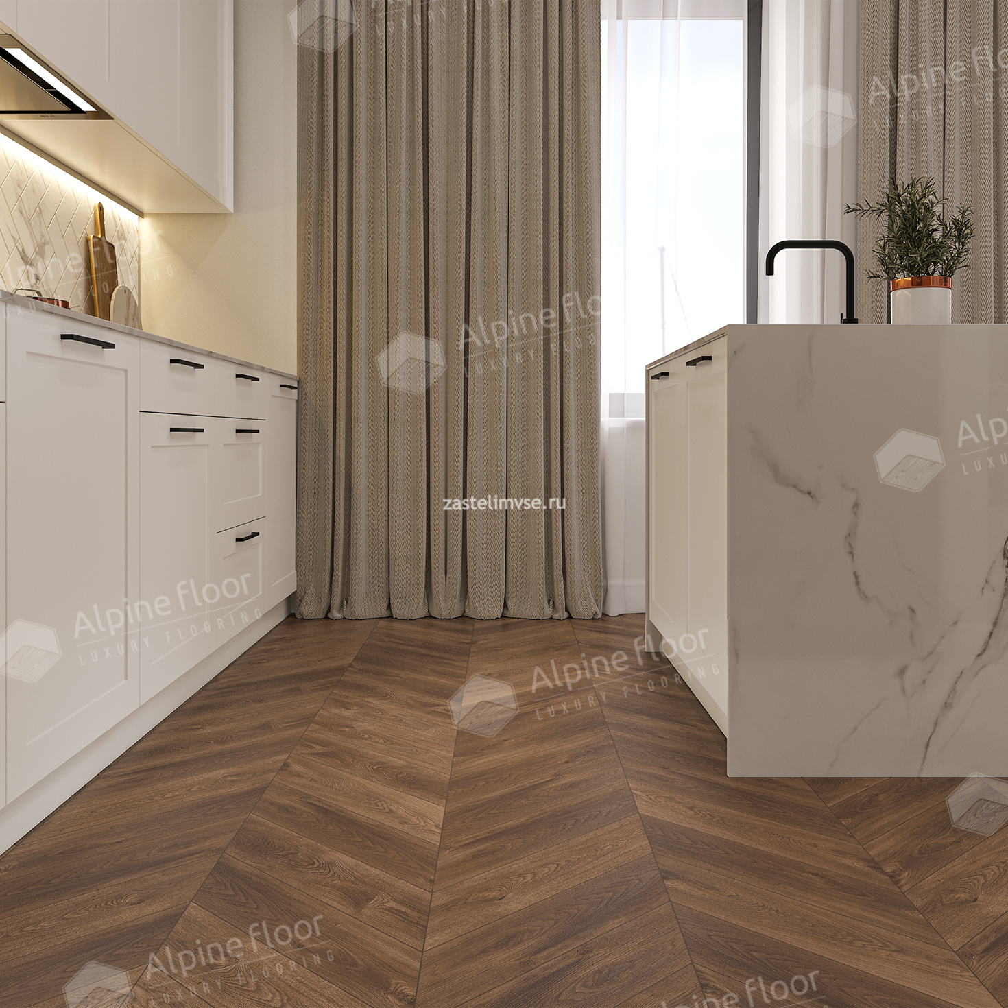 Кварцвиниловый ламинат AlpineFloor Chevron Alpine Дуб Коричневый Chevron ECO 18-13